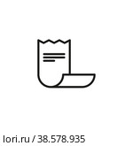 The receipt icon. Linear image. Simple flat vector illustration on a white background. Стоковая иллюстрация, иллюстратор Марина Дычек / Фотобанк Лори