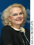 Russia. Saint-Petersburg. XIX St. Petersburg International Economic Forum (SPIEF). Chairman of the Accounting Chamber of the Russian Federation Tatyana Golikova. Россия. Санкт-Петербург. XIX Петербургский Международный экономический форум (ПМЭФ). Председатель Счетной палаты РФ Татьяна Голикова. (2015 год). Редакционное фото, фотограф Алексей Смышляев / Фотобанк Лори
