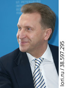 Russia. Saint-Petersburg. XVIII St. Petersburg International Economic Forum (SPIEF). First Deputy Prime Minister of the Russian Federation Igor Shuvalov. Россия. Санкт-Петербург. XVIII Петербургский международный экономический форум (ПМЭФ). Первый заместитель председателя правительства РФ Игорь Шувалов. (2014 год). Редакционное фото, фотограф Алексей Смышляев / Фотобанк Лори