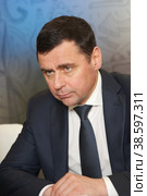 Russia. St. Petersburg. The 21st St. Petersburg International Economic Forum (SPIEF). Acting Governor of the Yaroslavl region Dmitry Mironov. Россия. Санкт-Петербург. 21-й Петербургский Международный экономический Форум (ПМЭФ). Врио губернатора Ярославской области Дмитрий Миронов. (2017 год). Редакционное фото, фотограф Алексей Смышляев / Фотобанк Лори