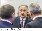 Russia. Saint-Petersburg. XXIII St. Petersburg International Economic Forum 2019. SPIEF 2019 participants. Deputy Prime Minister of the Russian Federation Vitaly Mutko. Россия. Санкт-Петербург. XXIII Петербургский международный экономический форум 2019. Участники ПМЭФ-2019. Заместитель председателя правительства Российской Федерации Виталий Мутко. Редакционное фото, фотограф Алексей Смышляев / Фотобанк Лори