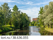 Река Охта. Санкт-Петербург (2018 год). Стоковое фото, фотограф Александр Щепин / Фотобанк Лори