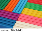 Full frame bars of multicolored plasticine lying diagonally. Стоковое фото, фотограф Попова Ольга / Фотобанк Лори
