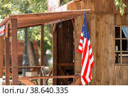 Russia. The annual festival in Moscow "Times and Epochs". Historical reconstruction in Moscow in 2018. A platform dedicated to America. Редакционное фото, фотограф Photojuli / Фотобанк Лори