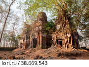 Ruins of the ancient Hindu Prasat Pram Temple at Koh Ker, Cambodia (2013 год). Стоковое фото, фотограф Юлия Бабкина / Фотобанк Лори
