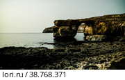 Sea view to Azure window natural arch, now vanished, Gozo island (2016 год). Стоковое фото, фотограф Сергей Майоров / Фотобанк Лори