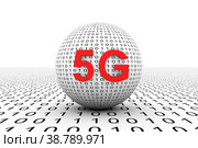 5G conceptual sphere binary code 3d illustration. Стоковая иллюстрация, иллюстратор Максим Иванов / Фотобанк Лори