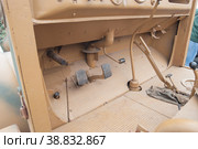 Немецкий автомобиль Феномен Гранит-1500А (Kfz.70) в парке «Патриот», фестиваль «Моторы войны», Московская область, вид на педали водителя (2020 год). Редакционное фото, фотограф Малышев Андрей / Фотобанк Лори