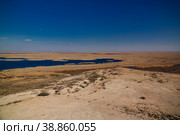 Landscape of Sudochye lake aka part of former Aral sea at Urga fishing village, Karakalpakstan, Uzbekistan (2017 год). Стоковое фото, фотограф Сергей Майоров / Фотобанк Лори