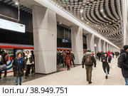 Станция "Воронцовская" Большой кольцевой линии Московского метрополитена (2023 год). Редакционное фото, фотограф Алёшина Оксана / Фотобанк Лори