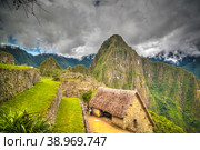 Panoramic view to Machu Picchu archaeological site and Huayna Picchu mountain , Cuzco, Peru (2018 год). Стоковое фото, фотограф Сергей Майоров / Фотобанк Лори