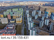 Санкт-Петербург. Жилой квартал "Новая Охта". Вид сверху. (2020 год). Стоковое фото, фотограф Александр Тарасенков / Фотобанк Лори