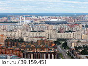 Санкт-Петербург. Василеостровский район. Жилая застройка в районе улицы Наличной. Вид сверху. (2020 год). Редакционное фото, фотограф Александр Тарасенков / Фотобанк Лори