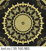 Golden gradient vintage  mandala on dark. Стоковая иллюстрация, иллюстратор Ольга Дроздова / Фотобанк Лори