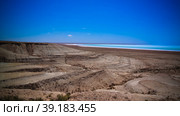 Panorama view to saline Barsa Kelmes lake and Ustyurt plateau in Karakalpakstan, Uzbekistan (2017 год). Стоковое фото, фотограф Сергей Майоров / Фотобанк Лори