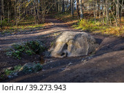 Stone head  in Sergievka estate (2022 год). Стоковое фото, фотограф Юлия Бабкина / Фотобанк Лори