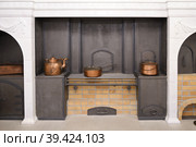 Gavrila Derzhavin Estate Museum in St. Petersburg, Russia. Steam oven in kitchen (2023 год). Редакционное фото, фотограф Валерия Попова / Фотобанк Лори