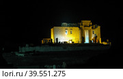 Destroyed temple of Baal in Palmyra, Syria at night (2011 год). Стоковое фото, фотограф Сергей Майоров / Фотобанк Лори