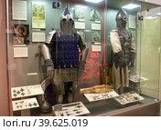 Боевое снаряжение воинов Золотой Орды и русского воина. Экспозиция "История и культура Смоленщины в XIII-XVIII веках". Исторический музей. Город Смоленск, Россия (2023 год). Редакционное фото, фотограф Щеголева Ольга / Фотобанк Лори