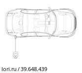 Electric car charging station. Electromobile. Стоковая иллюстрация, иллюстратор Кирилл Черезов / Фотобанк Лори