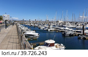 Оборудованная стоянка для яхт. Пристань Cascais Marina. Побережье Атлантического океана. Кашкайш, Лиссабон, Португалия (2023 год). Редакционное фото, фотограф lana1501 / Фотобанк Лори