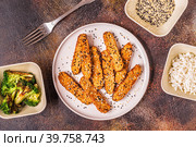 Fried tempeh with sesame seeds. Стоковое фото, фотограф Татьяна  Бральнина / Фотобанк Лори
