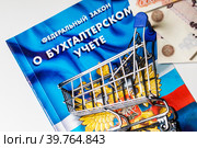 Федеральный закон Российской Федерации "О бухгалтерском учете" лежит на столе у бухгалтера. Стоковое фото, фотограф Николай Винокуров / Фотобанк Лори