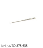 Isolated on white background sewing tool hand needle close up or macro shot shiny sharp material use to sewing job,needlework,equipment for tailor.Sewing needle closeup, isolated on white background. Стоковое фото, фотограф Регина Ерофеева / Фотобанк Лори