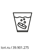 The icon of the tablet in the glass. Linear image. Simple flat vector illustration. Стоковая иллюстрация, иллюстратор Марина Дычек / Фотобанк Лори