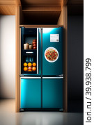 Modern side by side Stainless Steel Refrigerator. Fridge Freezer. Стоковая иллюстрация, иллюстратор Марина Володько / Фотобанк Лори