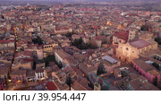 Evening aerial view of town of Vik. Spain. Стоковое видео, видеограф Яков Филимонов / Фотобанк Лори