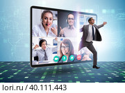 Videoconferencing concept with people in online call. Стоковое фото, фотограф Elnur / Фотобанк Лори