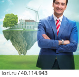 Green energy anc ecology concept with businessman. Стоковое фото, фотограф Elnur / Фотобанк Лори