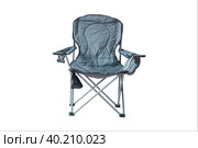 A tourist chair, collapsible on a white background. Isolate.Portable chair. Стоковое фото, фотограф Александр Поташев / Фотобанк Лори