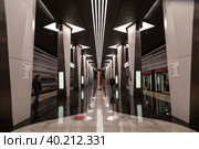 Новая станция московского метро "Авиамоторная" Большой кольцевой линии. Москва, Россия (2023 год). Редакционное фото, фотограф Наталья Волкова / Фотобанк Лори