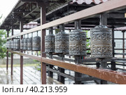 Religious prayer wheel for meditation in a Buddhist temple in Buryatia, Russia Ulan-Ude (2020 год). Стоковое фото, фотограф Регина Ерофеева / Фотобанк Лори