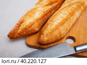 Freshly baked french baguette bread. Стоковое фото, фотограф Яков Филимонов / Фотобанк Лори