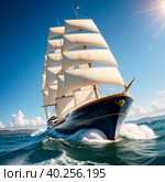 Sailing yacht in sea. Generative AI. Стоковое AI-изображение, AI-художник Ильин Сергей / Фотобанк Лори