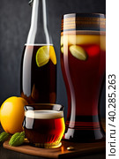 Glass of lemon limonade. Стоковая иллюстрация, иллюстратор Марина Володько / Фотобанк Лори