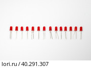Светодиодные лампочки выложены в ряд на светлом фоне. Стоковое фото, фотограф Жигалов Евгений Павлович / Фотобанк Лори