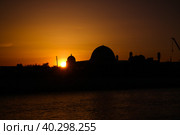 Sunset over Muhammad Imam Iyshan meshiti mosque, Nukus,Karakalpakstan,Uzbekistan (2017 год). Стоковое фото, фотограф Сергей Майоров / Фотобанк Лори