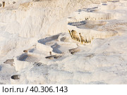White travertine formations at hot springs of Pamukkale, Turkey. Стоковое фото, фотограф Яков Филимонов / Фотобанк Лори