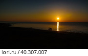 Sunrise Panorama view to Aral sea from the rim of Plateau Ustyurt near Aktumsuk cape in Karakalpakstan, Uzbekistan. Стоковое фото, фотограф Сергей Майоров / Фотобанк Лори