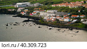 Sanset view to Porto Pim Bay from mount Guia at Faial island, Azores, Portugal (2015 год). Стоковое фото, фотограф Сергей Майоров / Фотобанк Лори