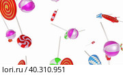 Variety of delicious lollipops on a white background. Стоковая анимация, аниматор WalDeMarus / Фотобанк Лори
