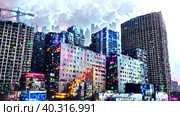 Cyber City Lightscape by AI. Стоковое AI-видео, аниматор Поскребышев Михаил / Фотобанк Лори
