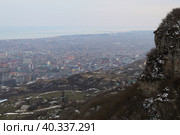 Вид на Махачкалу с горы Тарки-тау (2023 год). Стоковое фото, фотограф Иван Дуплик / Фотобанк Лори