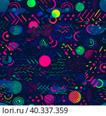 Seamless abstract background with Latin American motifs on a black background. Стоковое AI-изображение, AI-художник Ярославский Максим / Фотобанк Лори