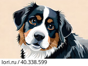 Бернский зенненхунд, акварельный рисунок. Стоковое AI-изображение, AI-художник Щеголева Ольга / Фотобанк Лори