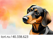 Такса, портрет собаки. Стоковое AI-изображение, AI-художник Щеголева Ольга / Фотобанк Лори